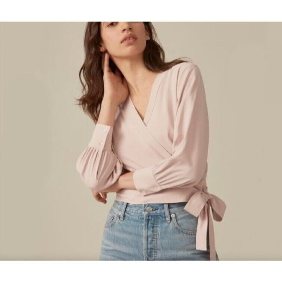 Everlane Tops - NEW Everlane Womens The Washable Silk Wrap Top Blouse Sz 8 Rose Pink Long Sleeve